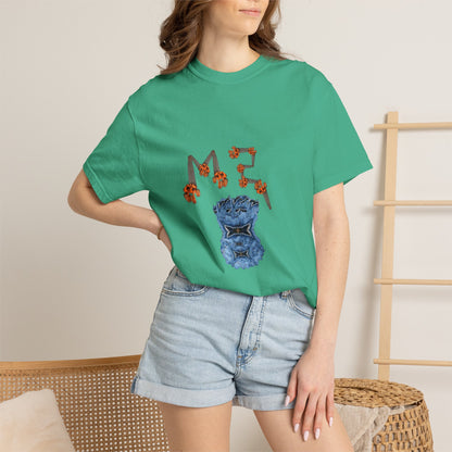 T-shirt Urban – Grafica blu e arancio