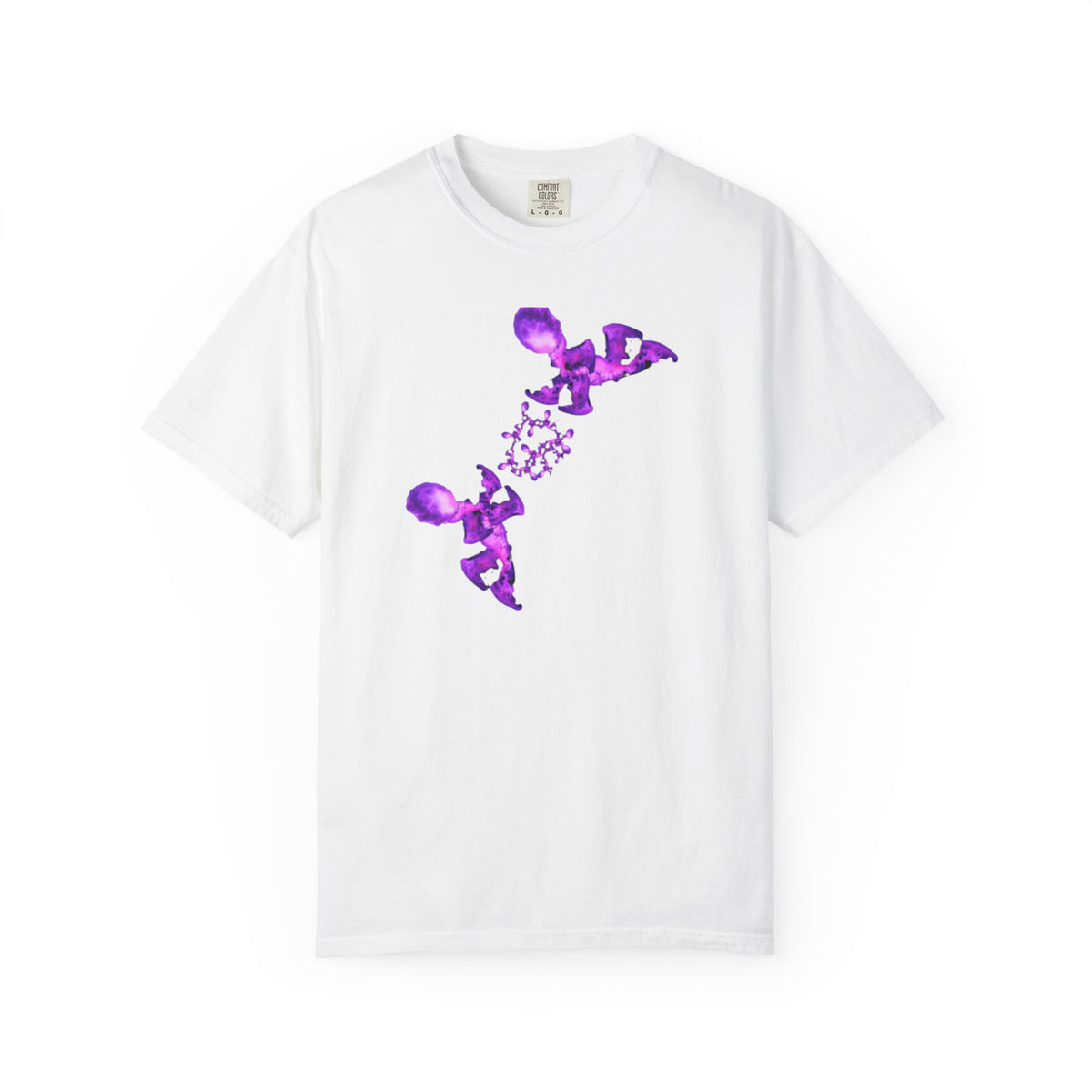 T-shirt Fantasy – Stampa viola su bianco