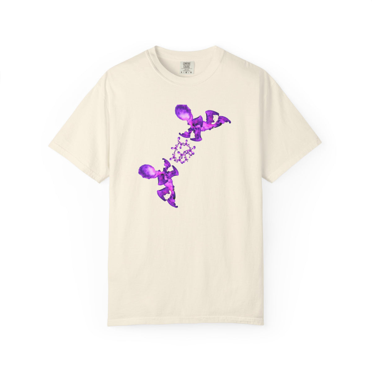 T-shirt Fantasy – Stampa viola su bianco