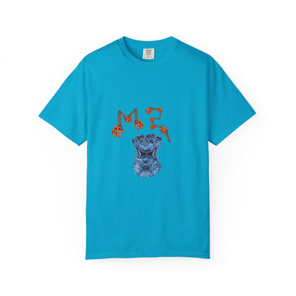 T-shirt Urban – Grafica blu e arancio