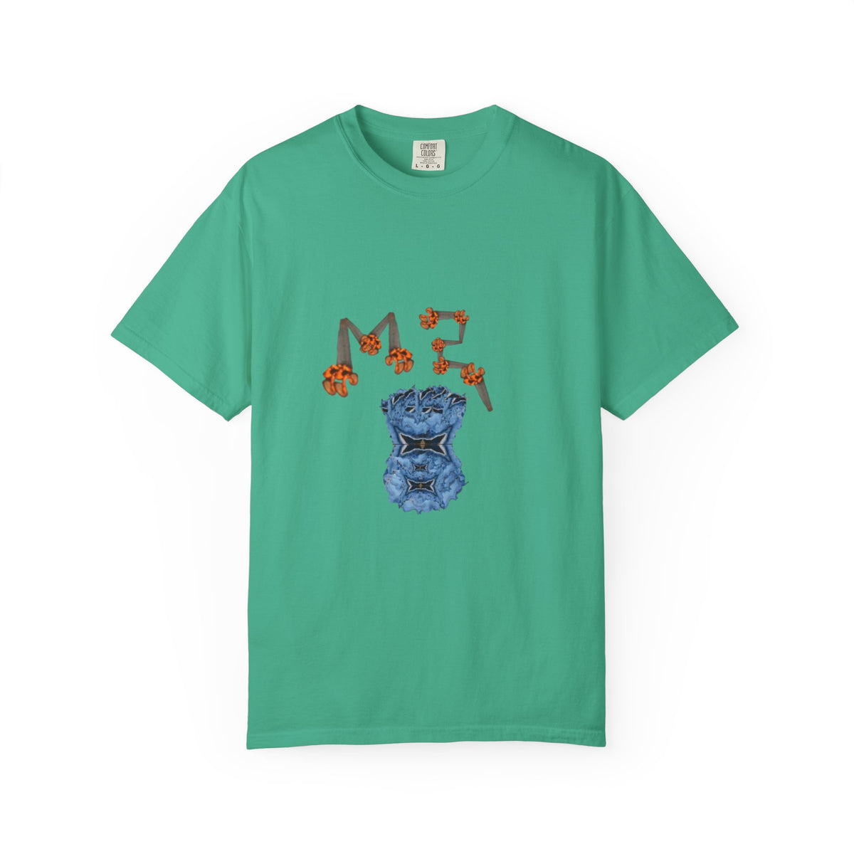 T-shirt Urban – Grafica blu e arancio