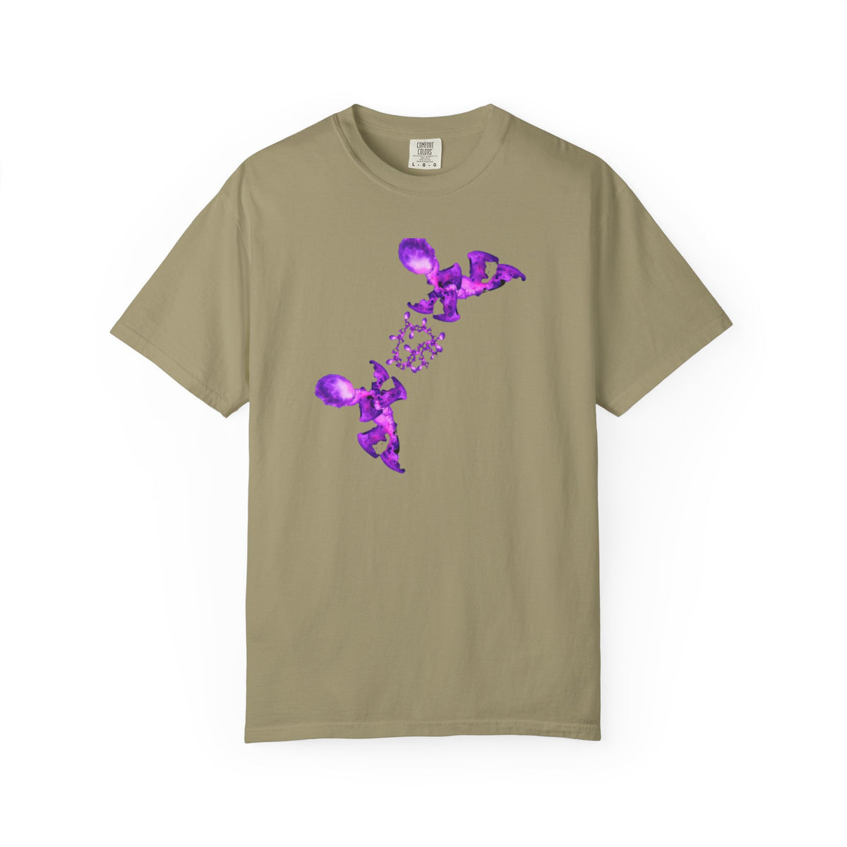 T-shirt Fantasy – Stampa viola su bianco
